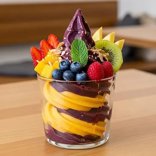 Mango Acai Ice Cream with Fruits اساي مانجو بالفواكه
